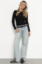 Jillian Hole Punched Faux Leather Belt | Black